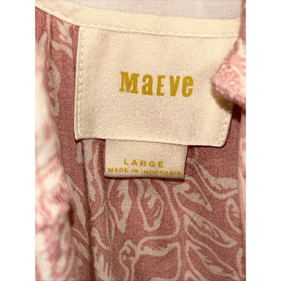 Maeve Anthropologie Large Floral Sleeveless Top Blouse Pink Yoke & Cutout Back - Picture 9 of 9